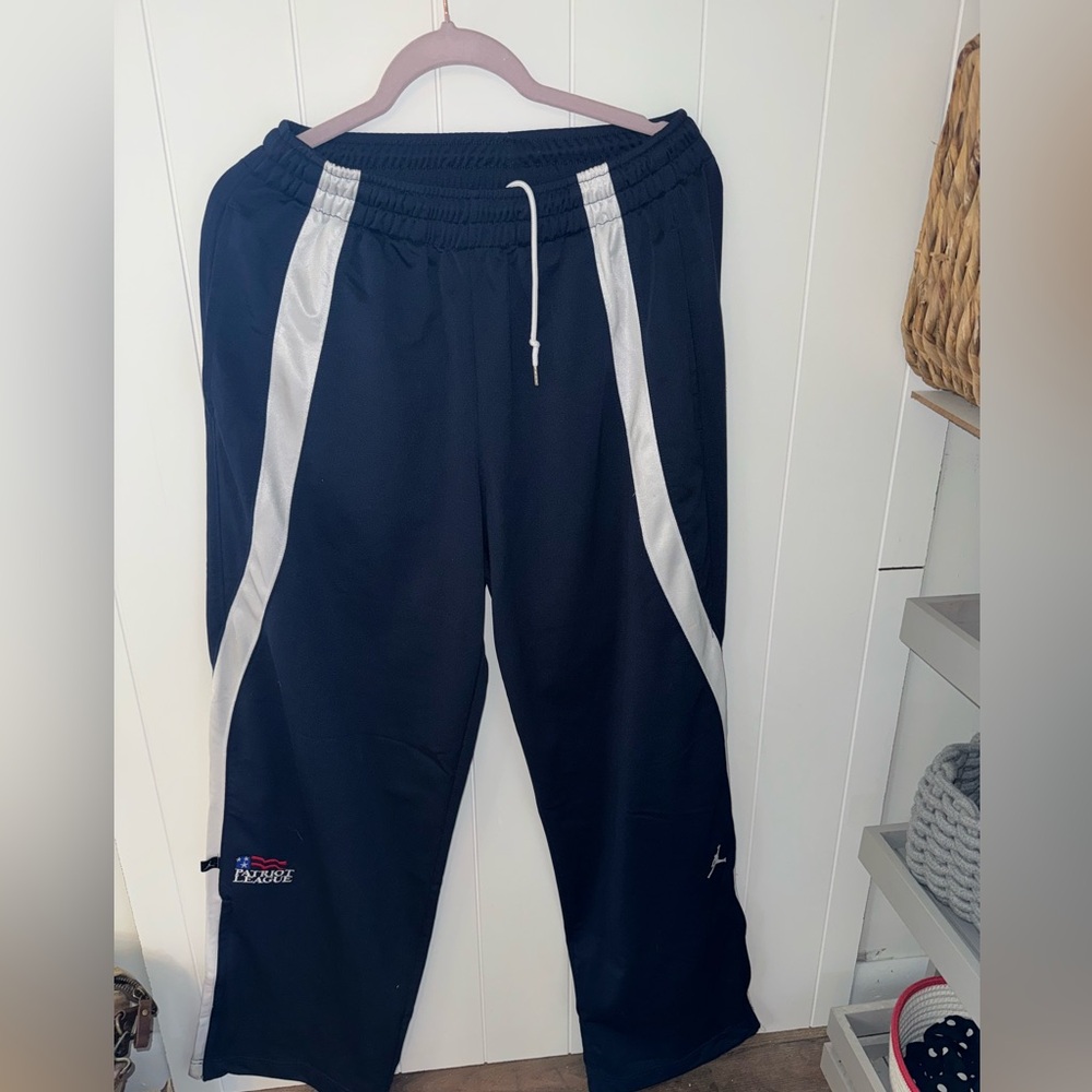 Unisex Navy Track Pants White and Blue Joggers with Drawstring Waist